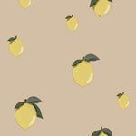 Dekornik Behang little lemons voor de kinderkamer beige met gele citroenen