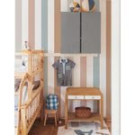 Dekornik strepen behang voor de kinderkamer multi kleuren roze blauw beige karamel