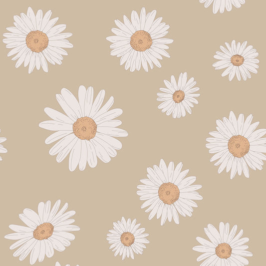 Dekornik  bloemenbehang voor de kinderkamer meisjeskamer madeliefjes beige tuscan daisies