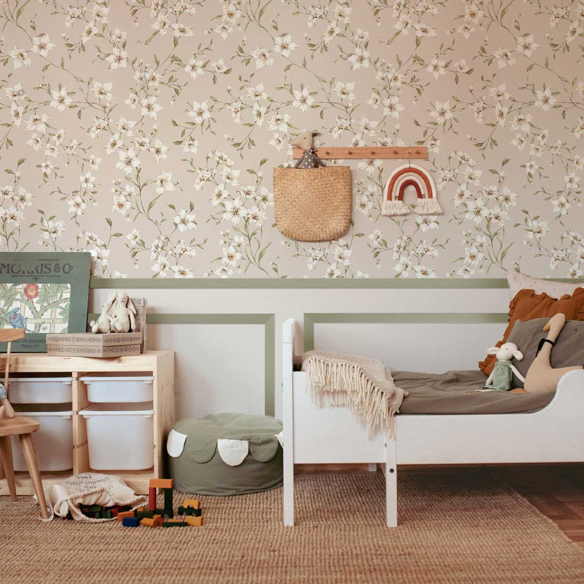 Dekornik Early Spring behang kinderkamer bloemen beige