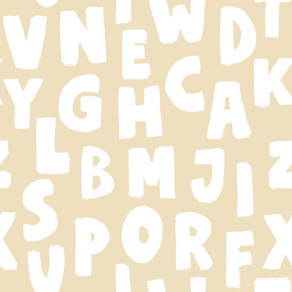Dekornik behang voor de kinderkamer met letters beige