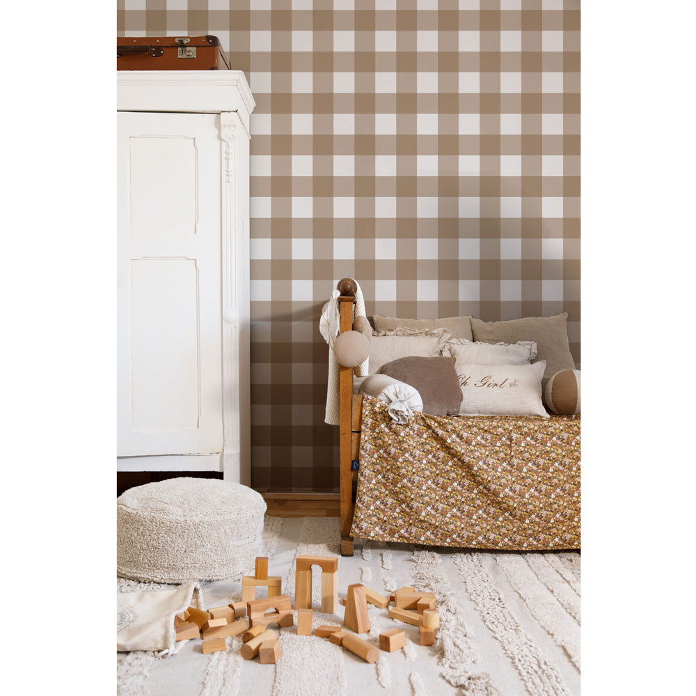 Dekornik Wallpaper Checkered Check Classic - Brown