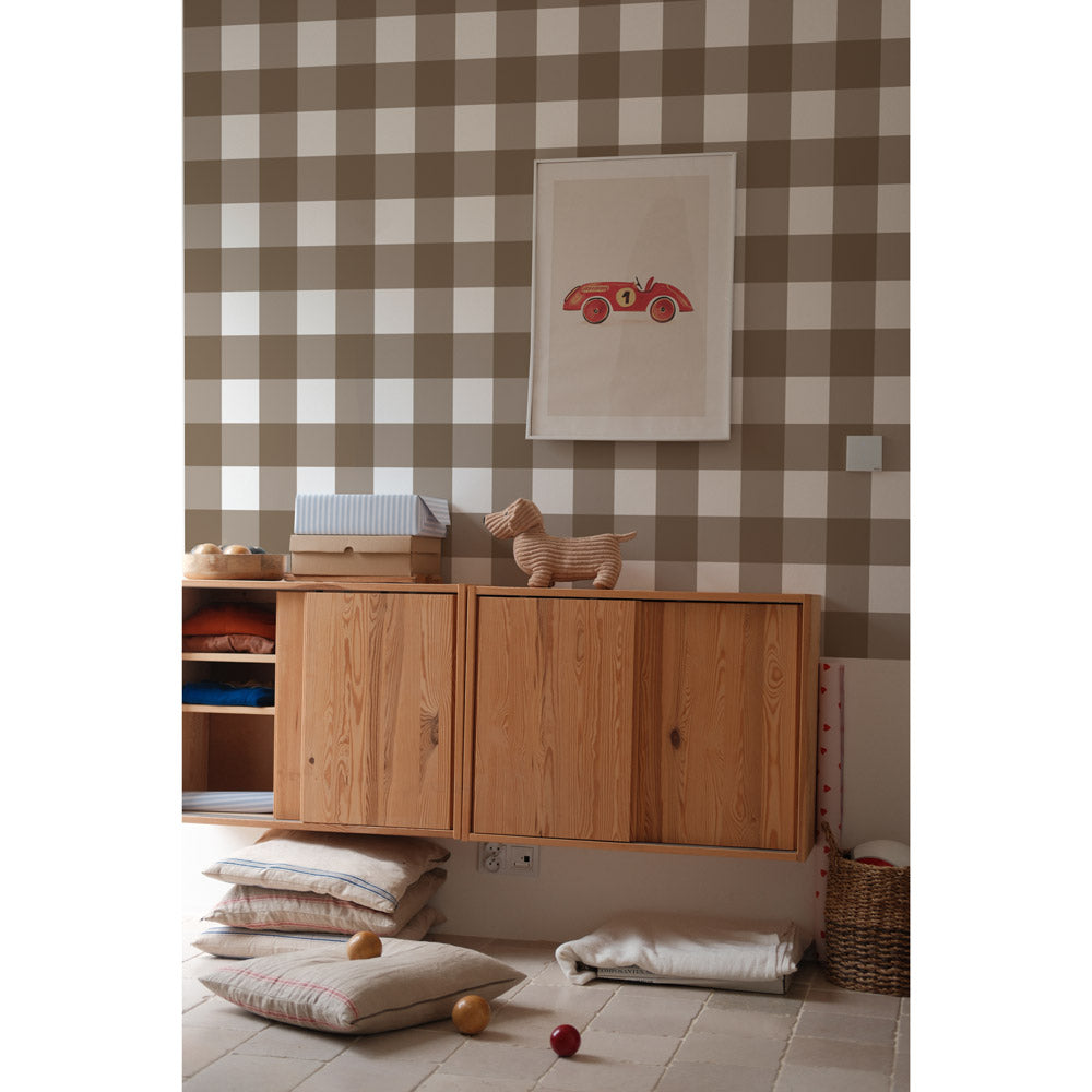 Dekornik Wallpaper Checkered Check Classic - Brown