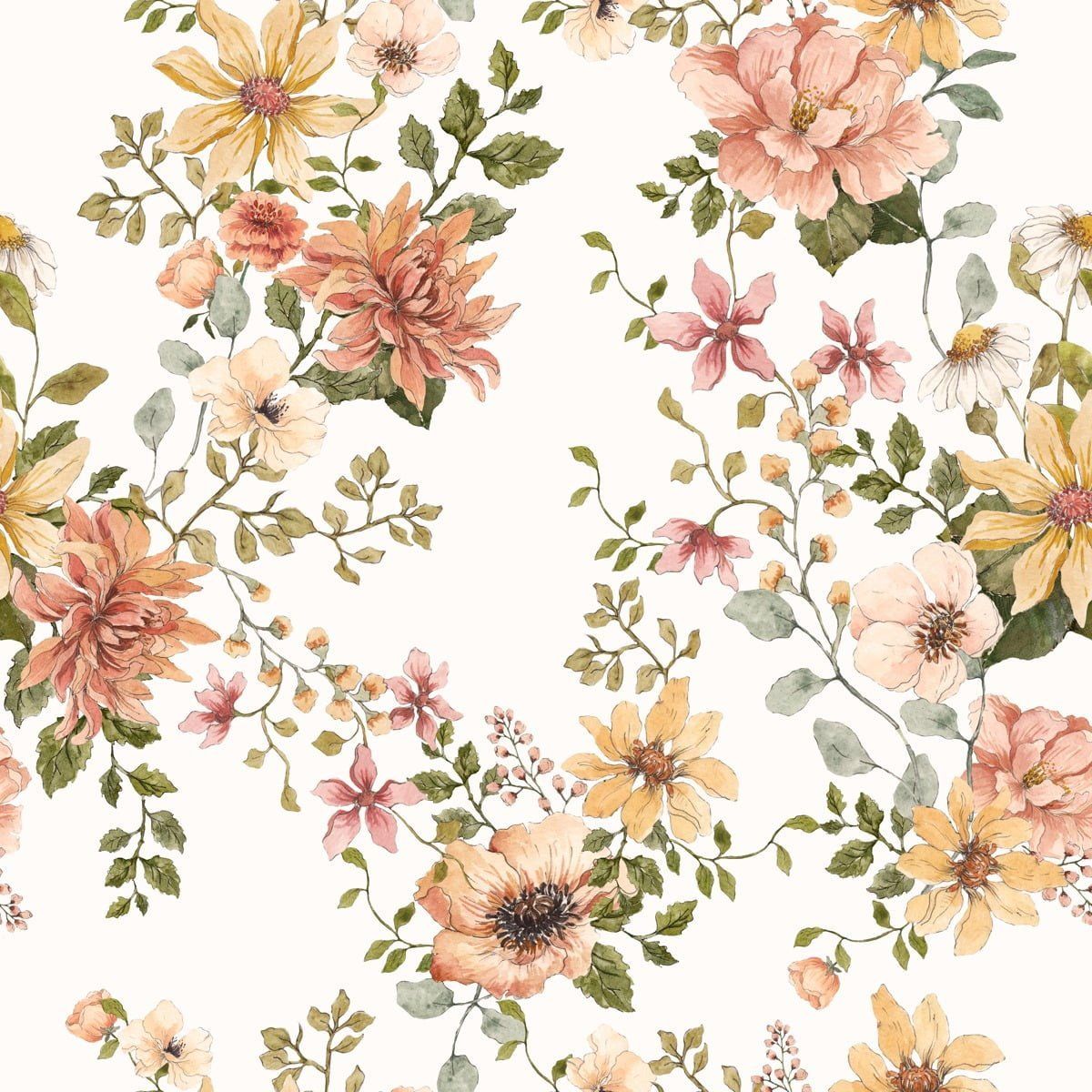 Dekornik Wallpaper Floral Vintage