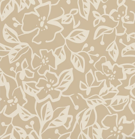 ESTAhome bladeren en bloemenbehang voor meisjeskamer en babykamer beige 131376