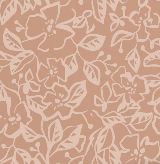 ESTAhome bladeren en bloemenbehang voor meisjeskamer en babykamer terra roze 131375