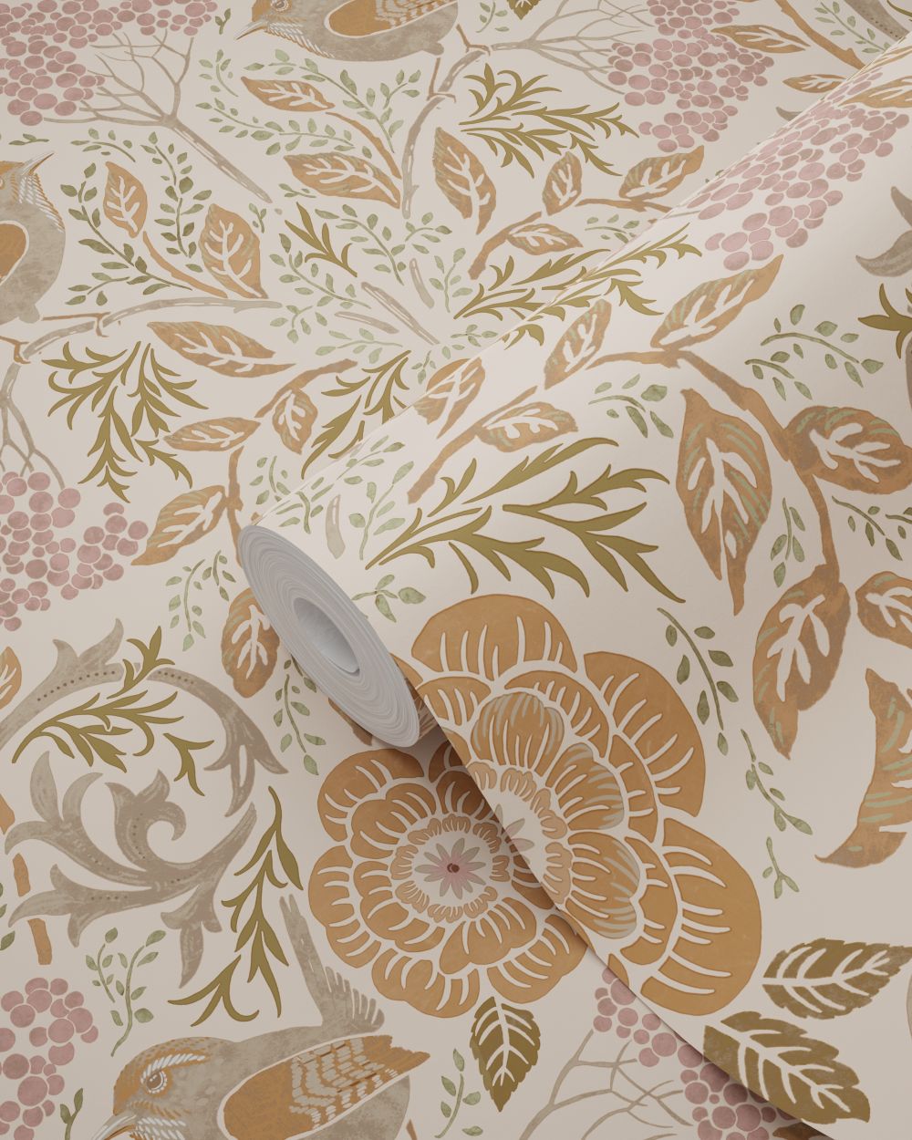 ESTAhome behang voor kinderkamer bloemen en vogels art nouveau 139567 beige