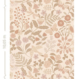 ESTAhome bloemen en vogels behang voor de meisjeskamer en babyamer. Beige en zachtroze 139868