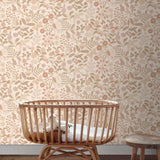 ESTAhome bloemen en vogels behang voor de meisjeskamer en babyamer. Beige en zachtroze 139868