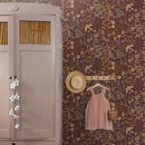 ESTAhome bloemen en vogels behang meisjeskamer babykamer groen bruin paars 131467
