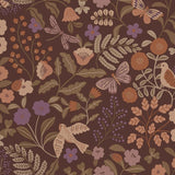 ESTAhome bloemen en vogels behang meisjeskamer babykamer groen bruin paars 131467