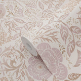 ESTAhome bloemen en vogels behang kinderkamer beige zand lila 139829