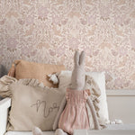 ESTAhome bloemen en vogels behang kinderkamer beige zand lila 139829