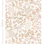 ESTAhome bloemen en vogels behang voor de meisjeskamer en babyamer. Beige en zachtroze 139866