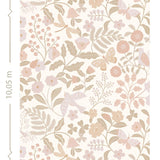ESTAhome bloemen en vogels behang voor de meisjeskamer en babyamer. Beige en zachtroze 139866