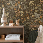ESTAhome bloemen en vogels behang meisjeskamer babykamer groen bruin oker  131466