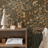 ESTAhome bloemen en vogels behang meisjeskamer babykamer groen bruin oker  131466