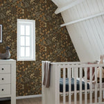 ESTAhome bloemen en vogels behang meisjeskamer babykamer groen bruin oker  131466