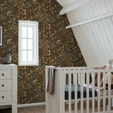 ESTAhome bloemen en vogels behang meisjeskamer babykamer groen bruin oker  131466