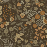 ESTAhome bloemen en vogels behang meisjeskamer babykamer groen bruin oker  131466