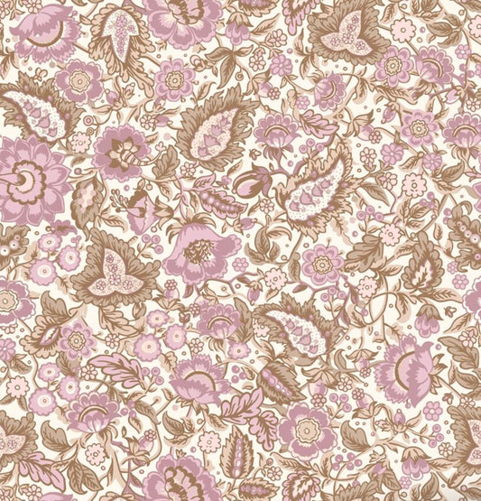 ESTAhome vintage bloemen behang voor de meisjeskamer Paisley Bruin Paars 131495