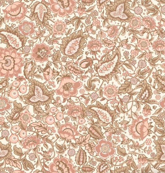 ESTAhome vintage bloemen behang voor de meisjeskamer Paisley Bruin Terra 131496