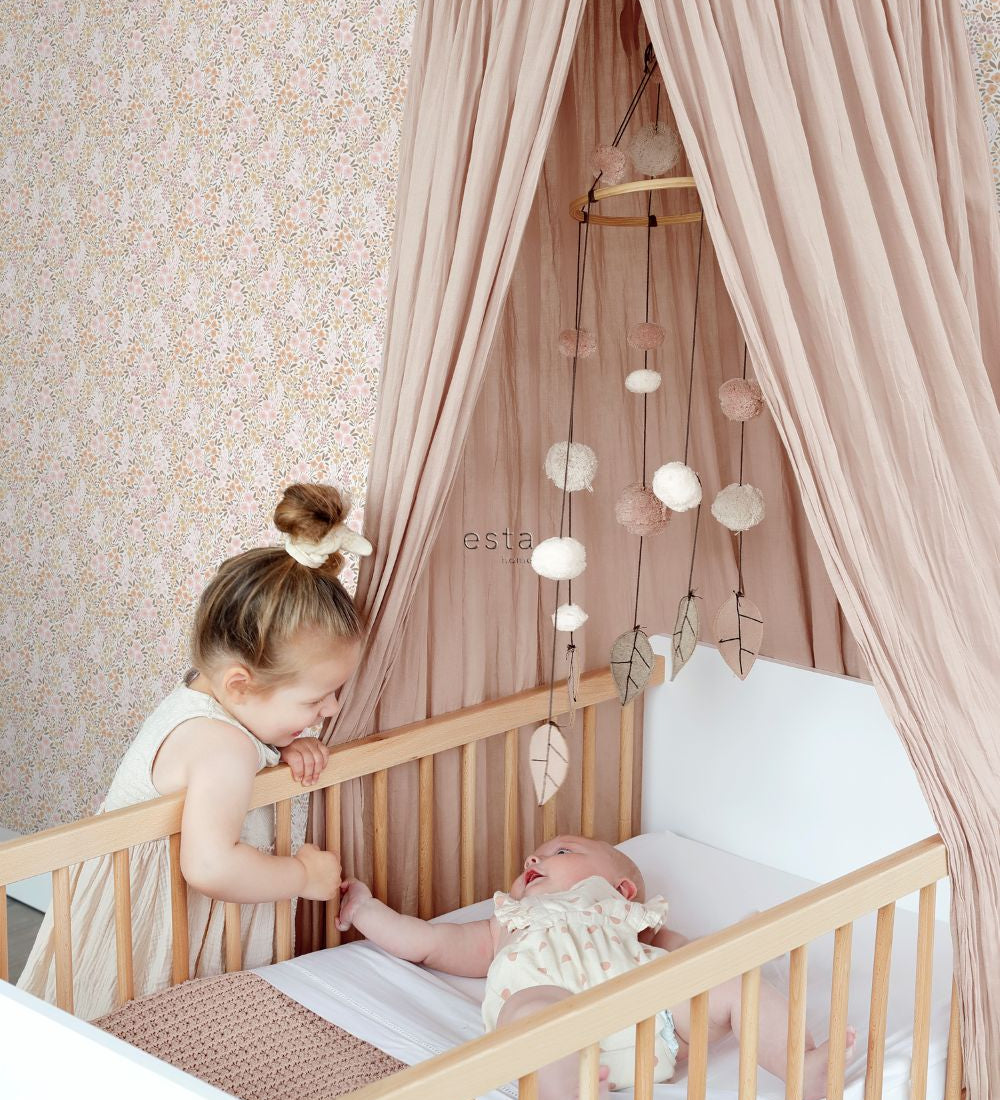 ESTAhome bloemenbehang kinderkamer zacht roze beige 139533