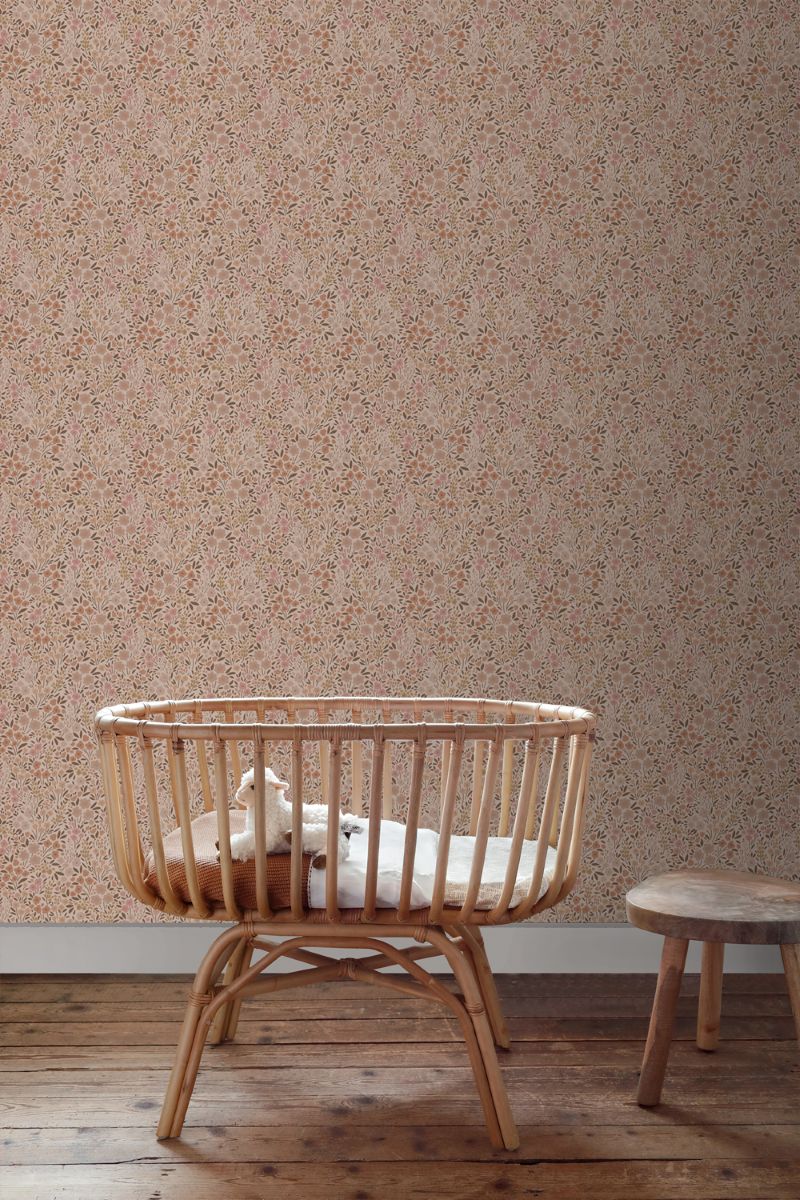 ESTAhome bloemenbehang meisjeskamer kinderkamer terra roze 139700