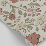 ESTAhome bloemenbehang voor de meisjeskamer en babykamer terra groen 131324
