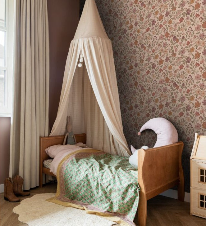 ESTAhome bloemenbehang voor de meisjeskamer en babykamer terra roze 131321