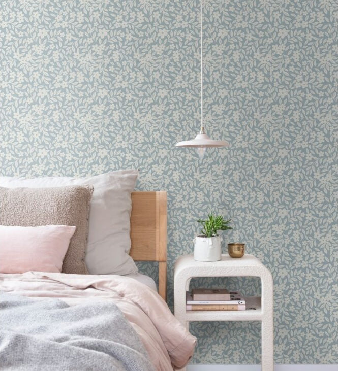 ESTAhome bloemetjes behang voor de meisjeskamer en babykamer  lichtblauw 131440