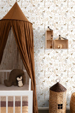 ESTAhome bosdieren behang wit terra beige kinderkamer babykamer 139521