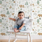 ESTAhome bosdieren behang wit blauw jongenskamer babykamer 139247
