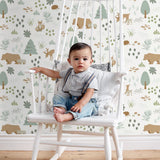 ESTAhome bosdieren behang wit blauw jongenskamer babykamer 139247