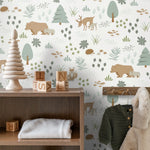 ESTAhome bosdieren behang wit blauw jongenskamer babykamer 139247