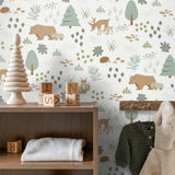 ESTAhome bosdieren behang wit blauw jongenskamer babykamer 139247