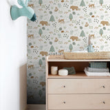 ESTAhome bosdieren behang wit blauw jongenskamer babykamer 139247