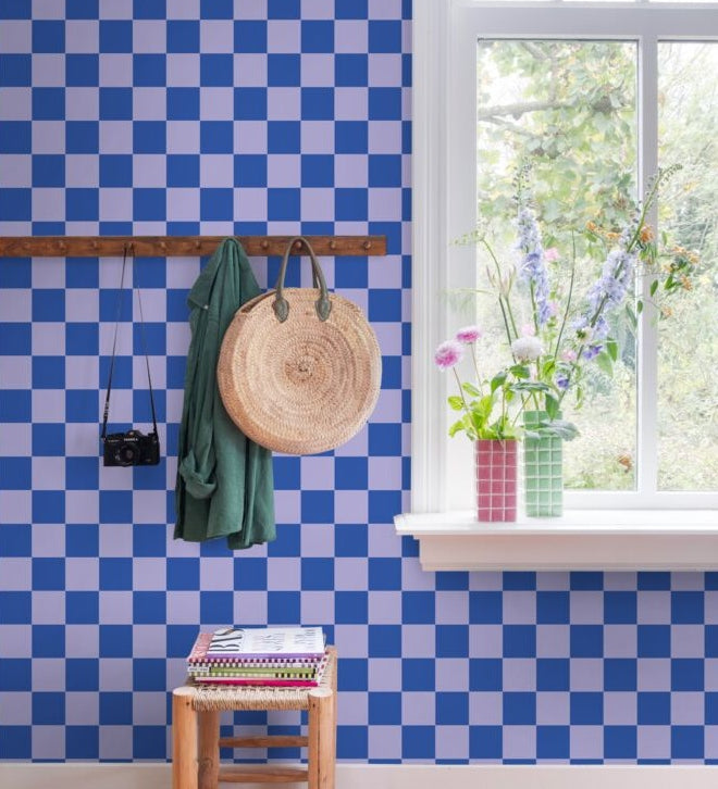 ESTAhome geblokt behang voor de kinderkamer blauw 130917