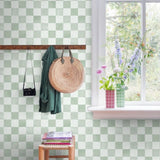 ESTAhome groen wit geblokt behang voor de kinderkamer 131290