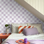 ESTAhome paars lila wit geblokt behang voor de kinderkamer 131287