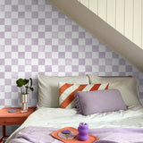 ESTAhome paars lila wit geblokt behang voor de kinderkamer 131287