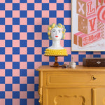 ESTAhome geblokt behang voor de kinderkamer meisjeskamer tienerkamer roze blauw 130915