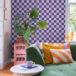 ESTAhome geblokt behang voor de kinderkamer meisjeskamer tienerkamer roze blauw 130915
