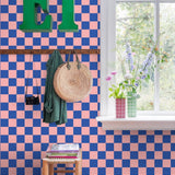 ESTAhome geblokt behang voor de kinderkamer meisjeskamer tienerkamer roze blauw 130915