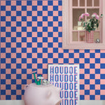 ESTAhome geblokt behang voor de kinderkamer meisjeskamer tienerkamer roze blauw 130915