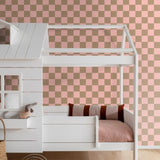 ESTAhome geblokt behang voor de kinderkamer roze bruin meisjeskamer 130913