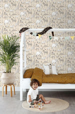 ESTAhome jungle dieren behang look a like ferm living behang kinderkamer beige 139511