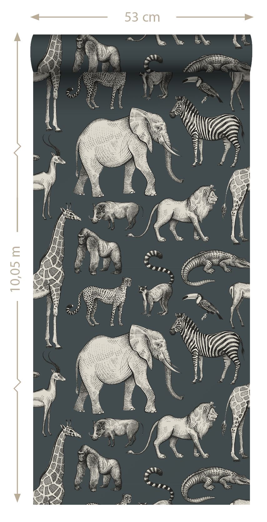 ESTAhome jungle dieren behang look a like ferm living behang kinderkamer vergrijsd blauw 139272