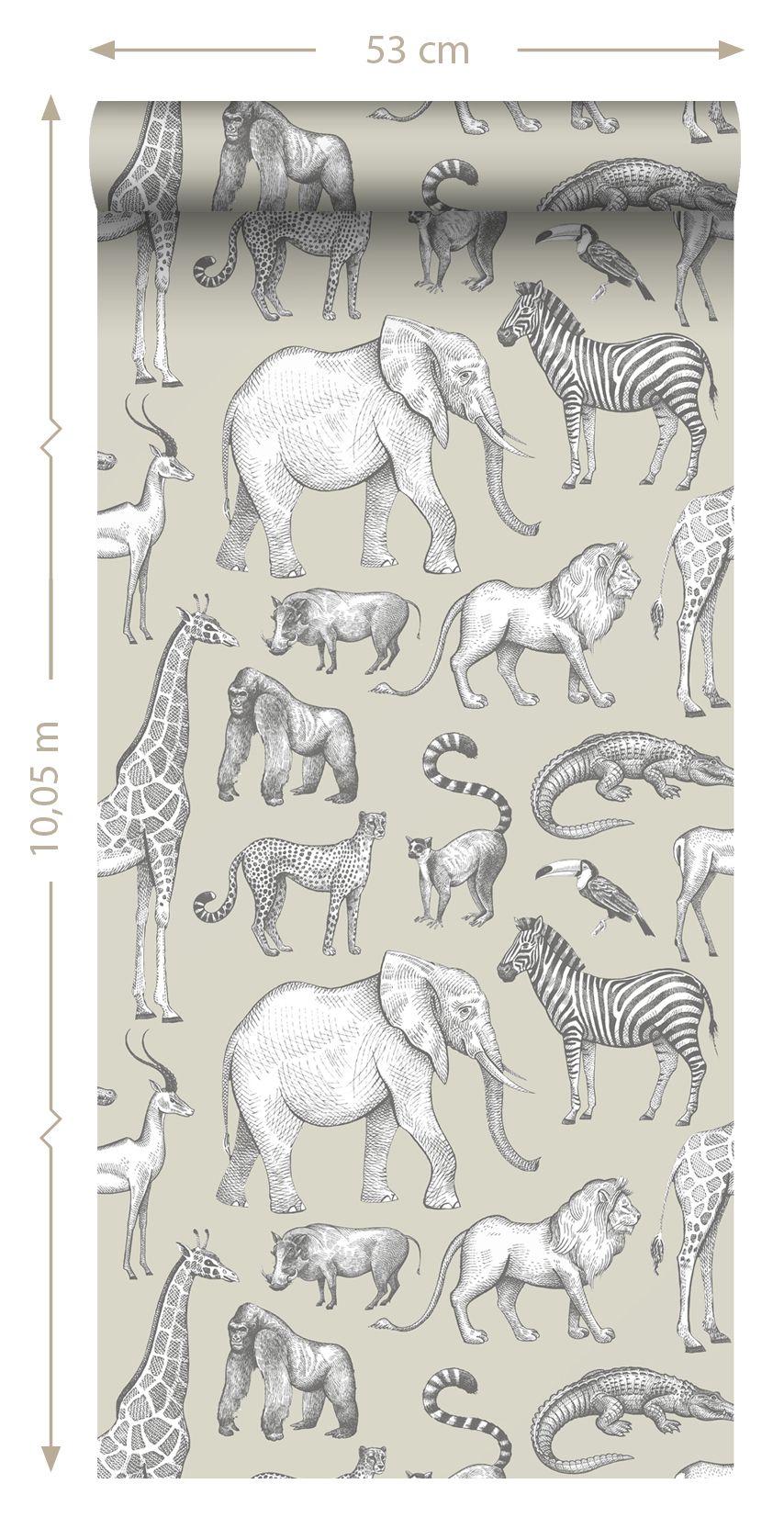 ESTAhome jungle dieren behang look a like ferm living behang kinderkamer lichtgroen 139270