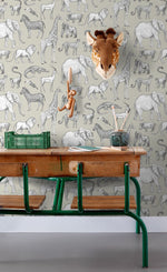 ESTAhome jungle dieren behang look a like ferm living behang kinderkamer lichtgroen 139270